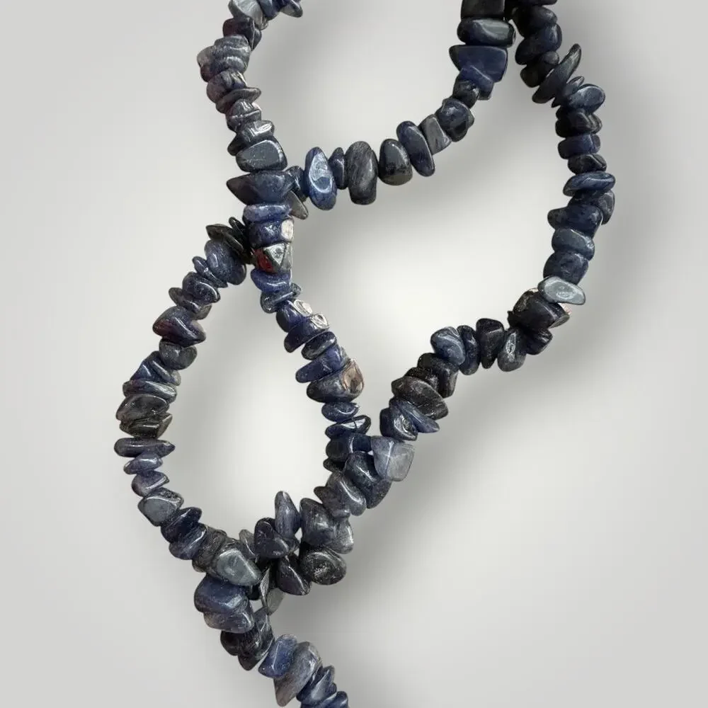 Natural Stone Chip Bead Necklace Set 34” Turquoise Coral Sodalite Boho Style